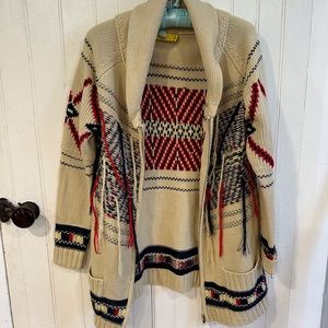 Dee elle zipper sweater with unique draping yarn